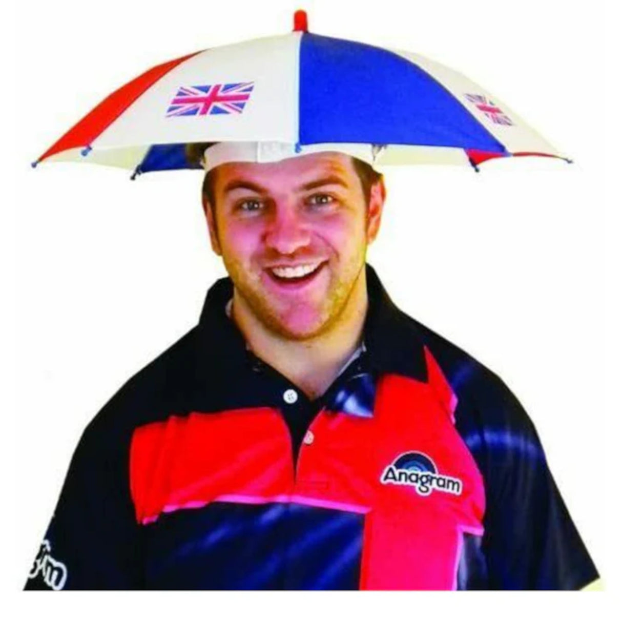 Union Jack Umbrella Hat – Hands-Free British Flag Headwear (One Size)