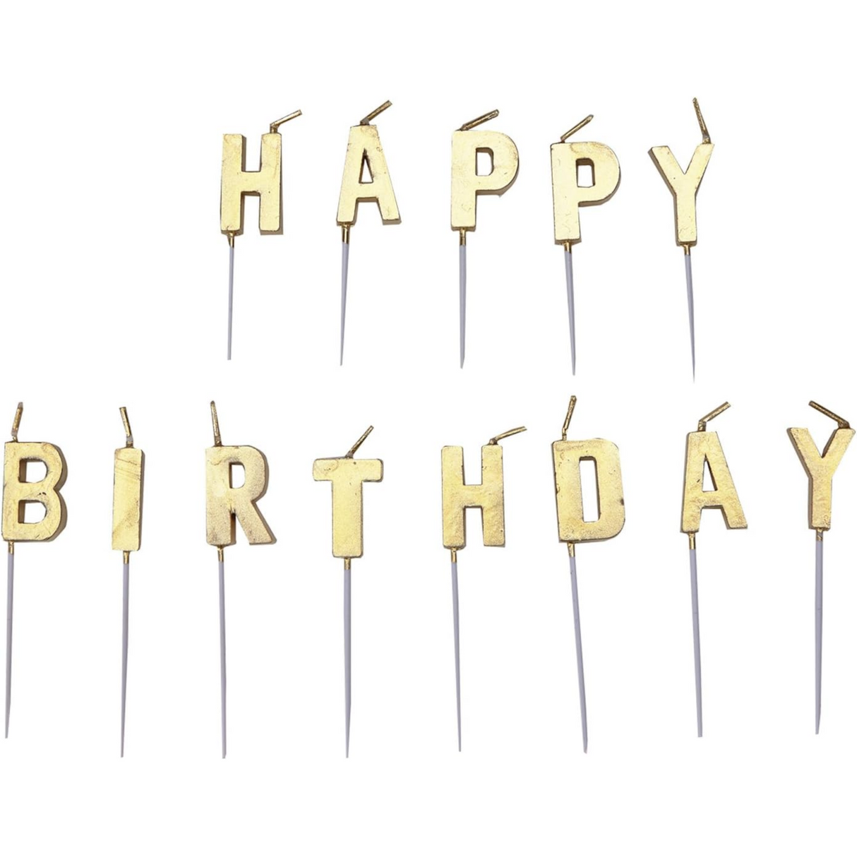 Metallic Gold Happy Birthday Pick Candles 13 Piece 1 Pack