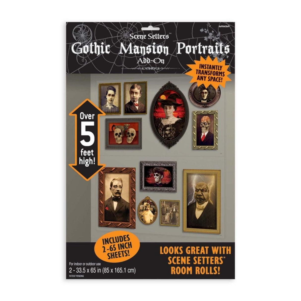 Halloween Gothic Mansion Portraits Vinyl Wall Decoration - 2 Panels