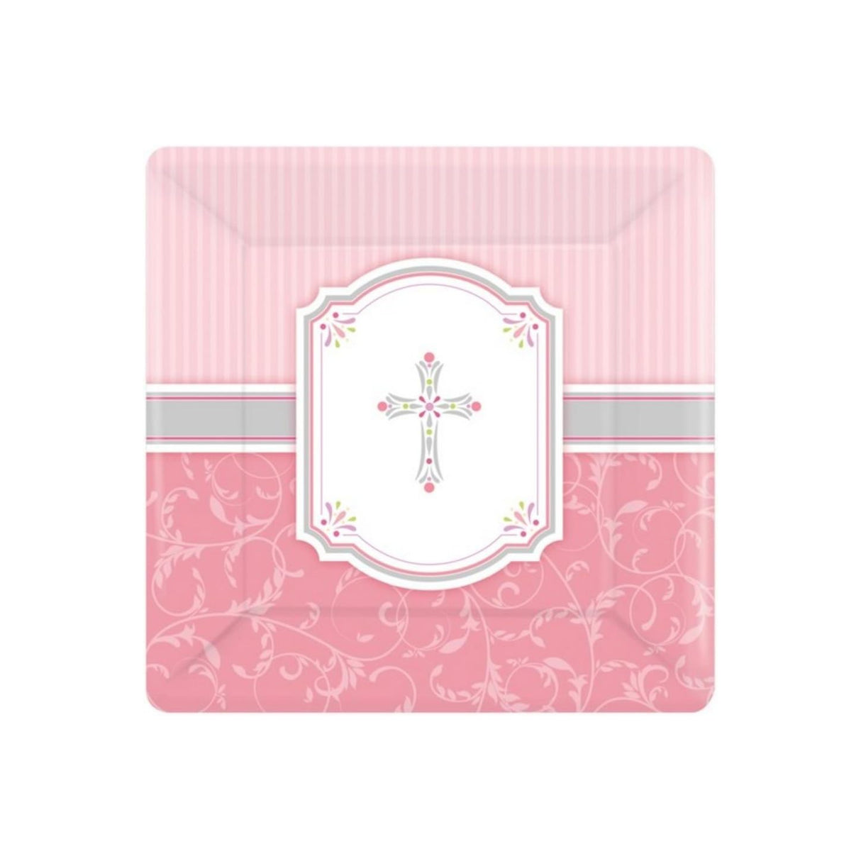 Communion Blessing Pink Paper Plates 8 Pack