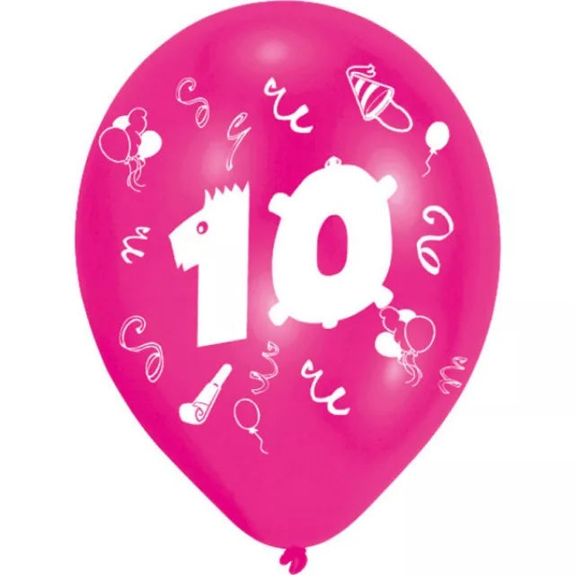 Age 10 Balloons 8 Pack 10in 25.4cm Helium Quality