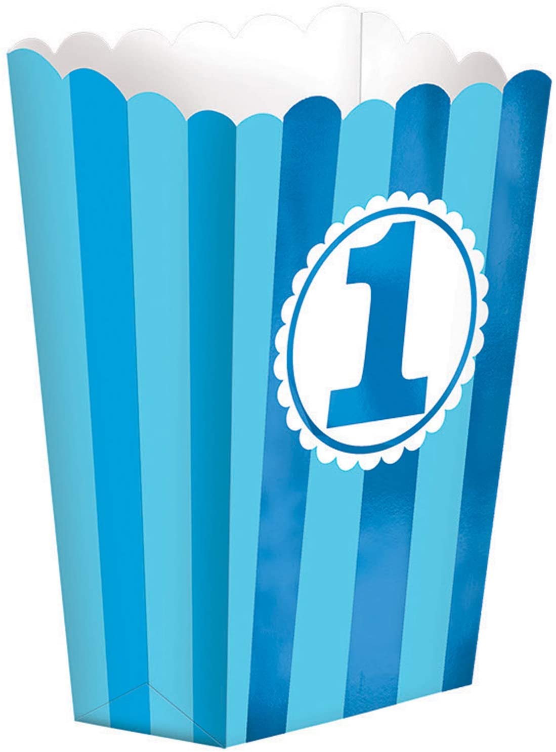1st Birthday Popcorn Favour Boxes 5pcs Blue Striped