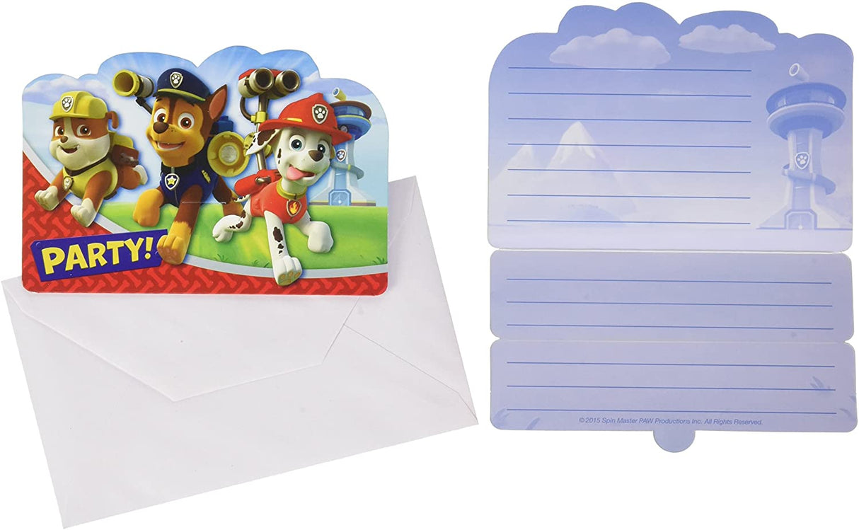 Paw Patrol Invitation Party 8 Pack