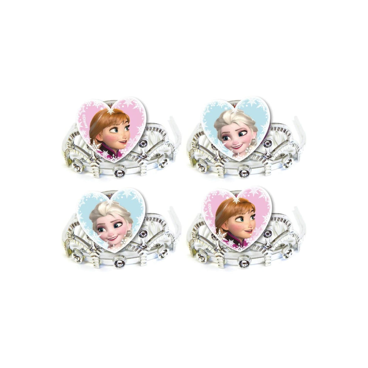 Disney Frozen 4 Tiaras Set Silver with Elsa & Anna Images