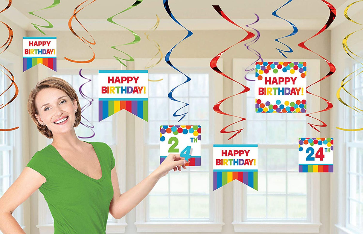Swirl Decorations Happy Birthday 12pcs