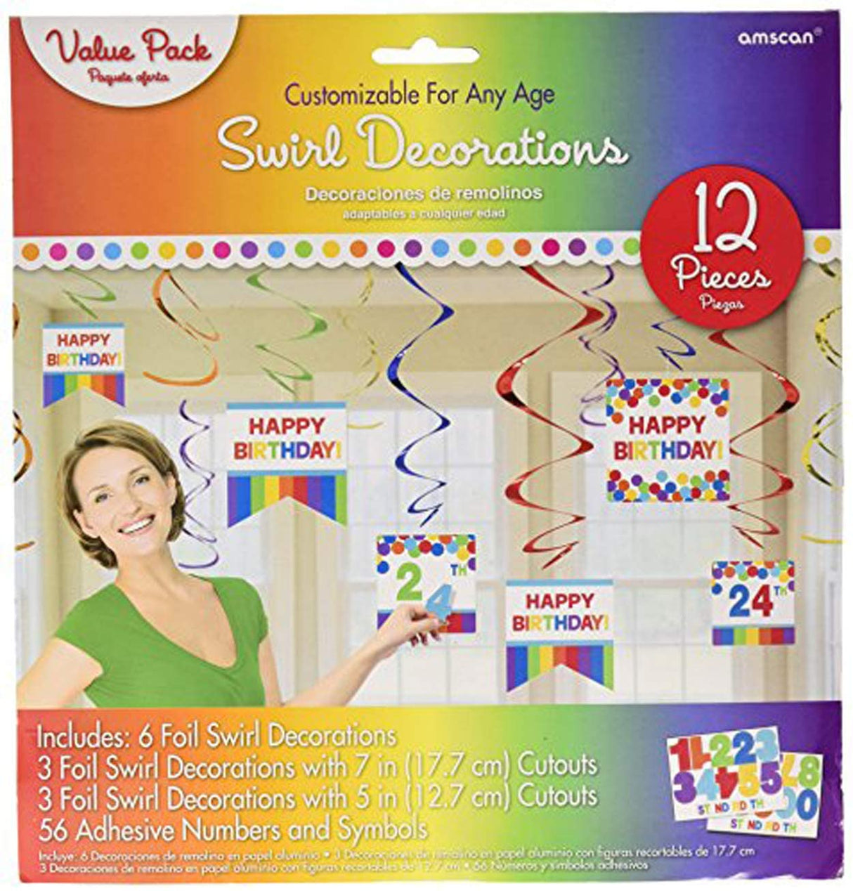 Swirl Decorations Happy Birthday 12pcs