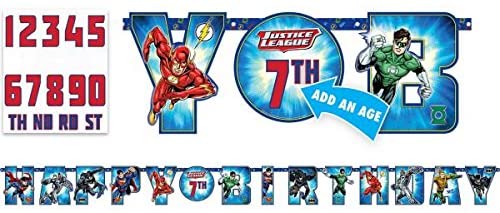 Justice League Birthday Letter Banner 3.2m x 30cm