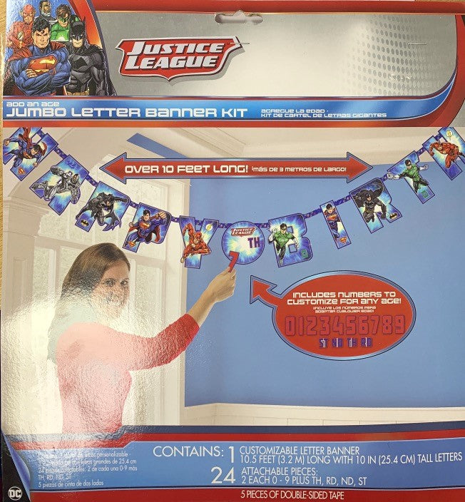 Justice League Birthday Letter Banner 3.2m x 30cm