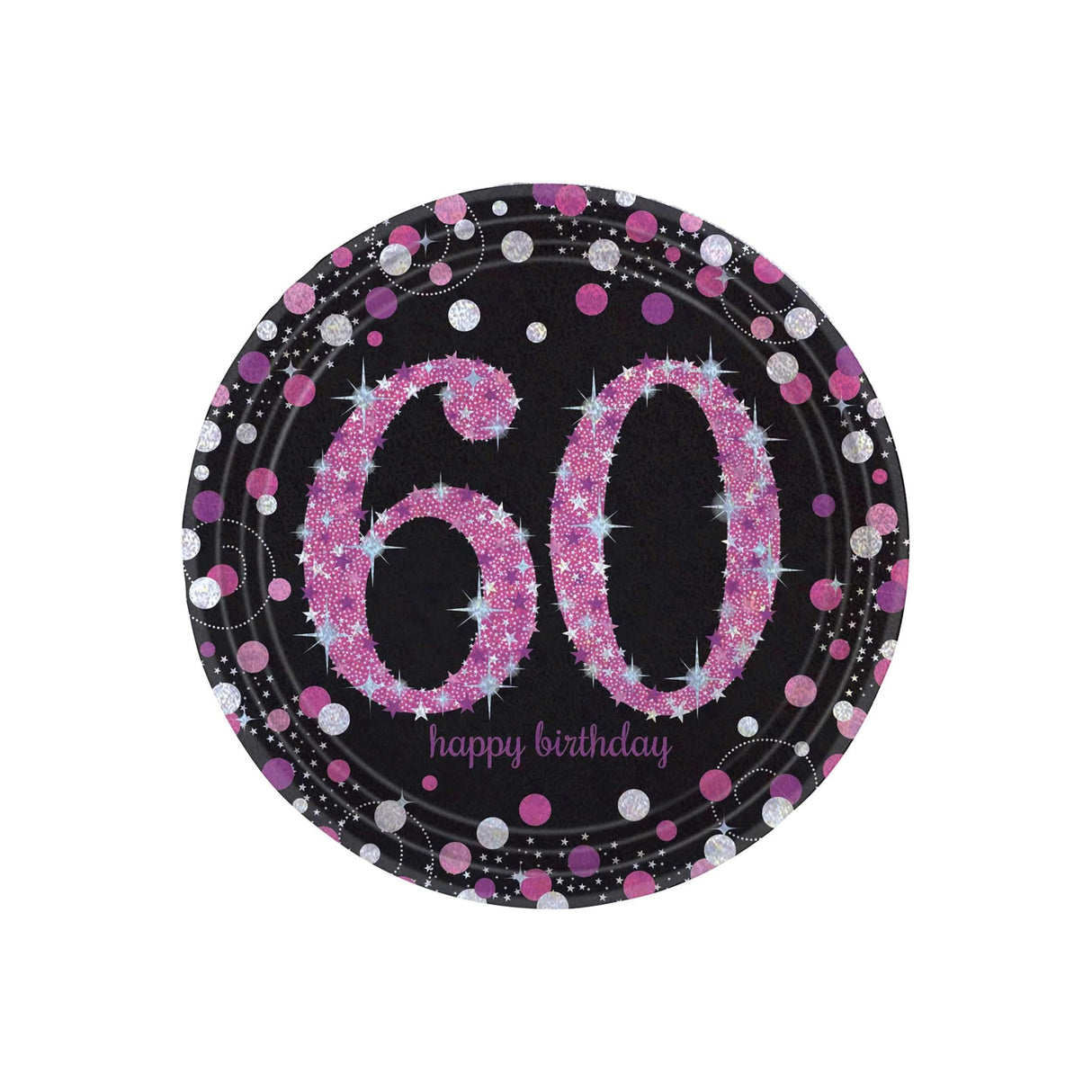 60th Happy Birthday Paper Plate 8 Pack