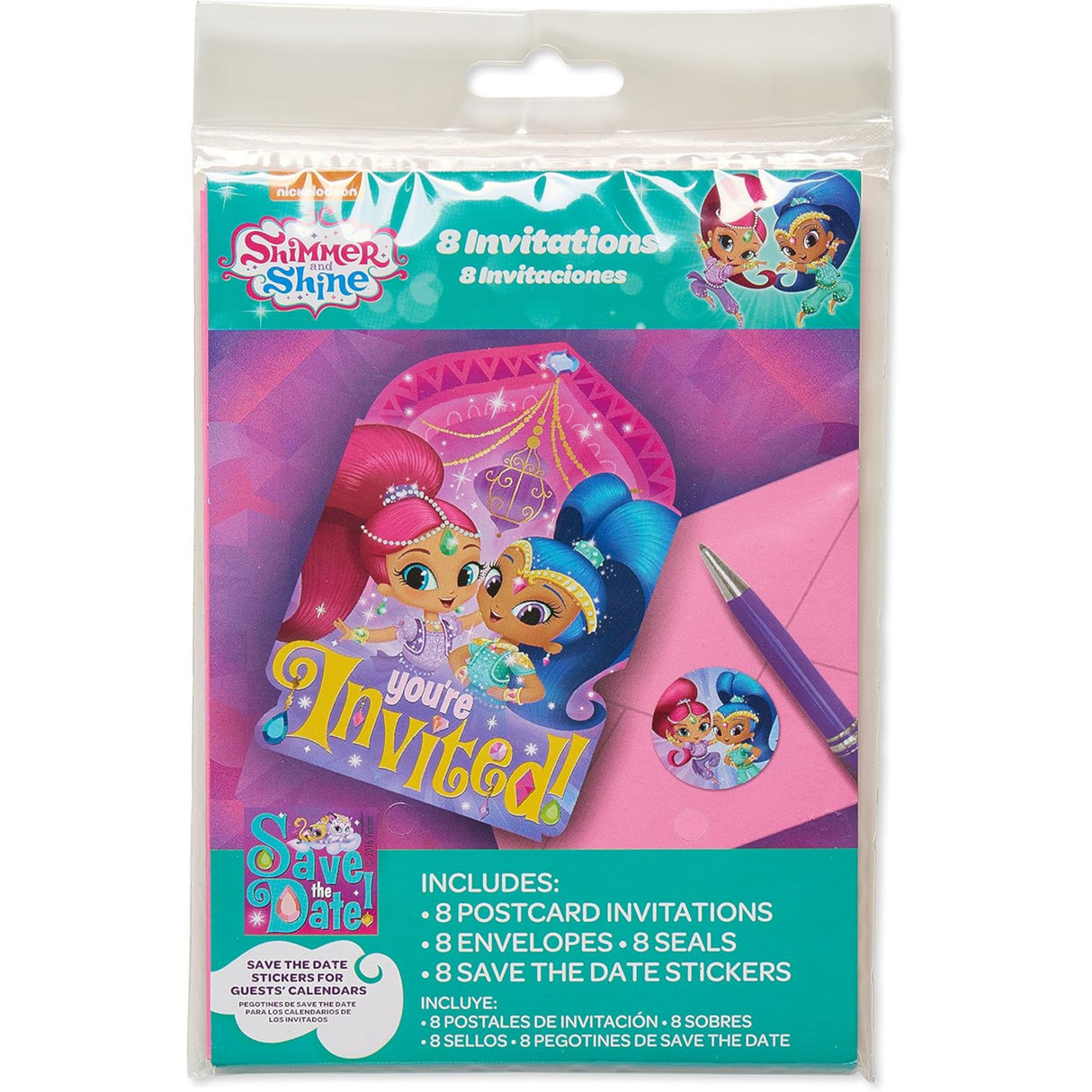 Shimmer and Shine 8 Invitations