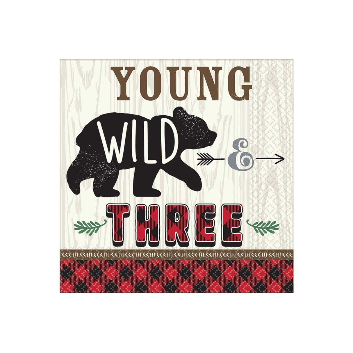 Young Wild Three Birthday Napkins 2Ply 16 Pack