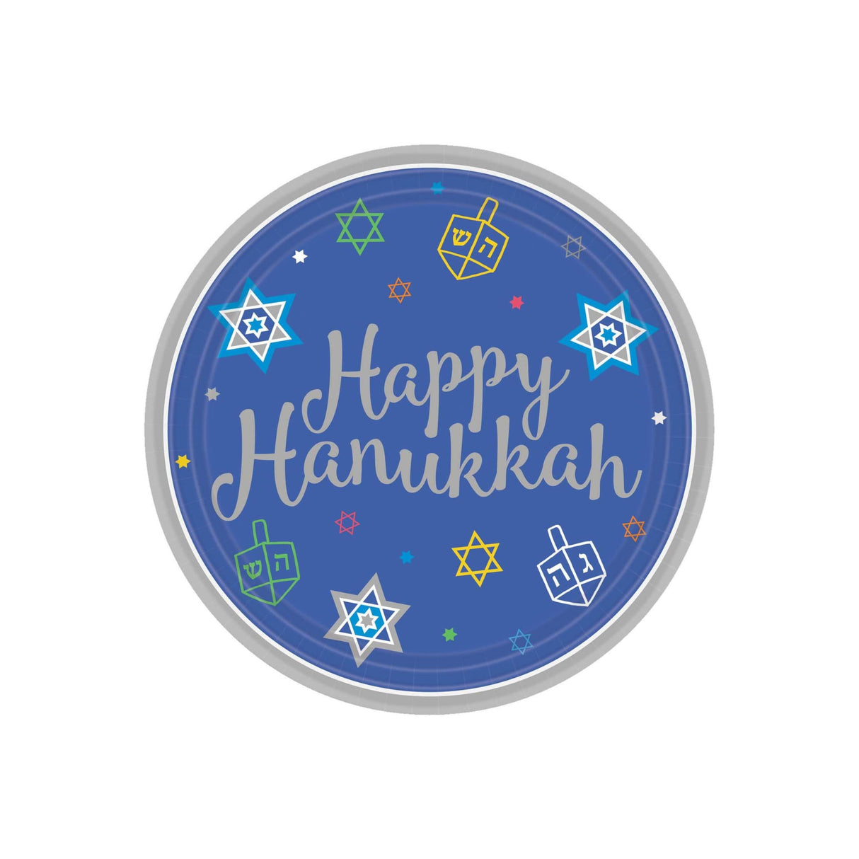 Eight Happy Nights Round Paper Plates 18 Pack