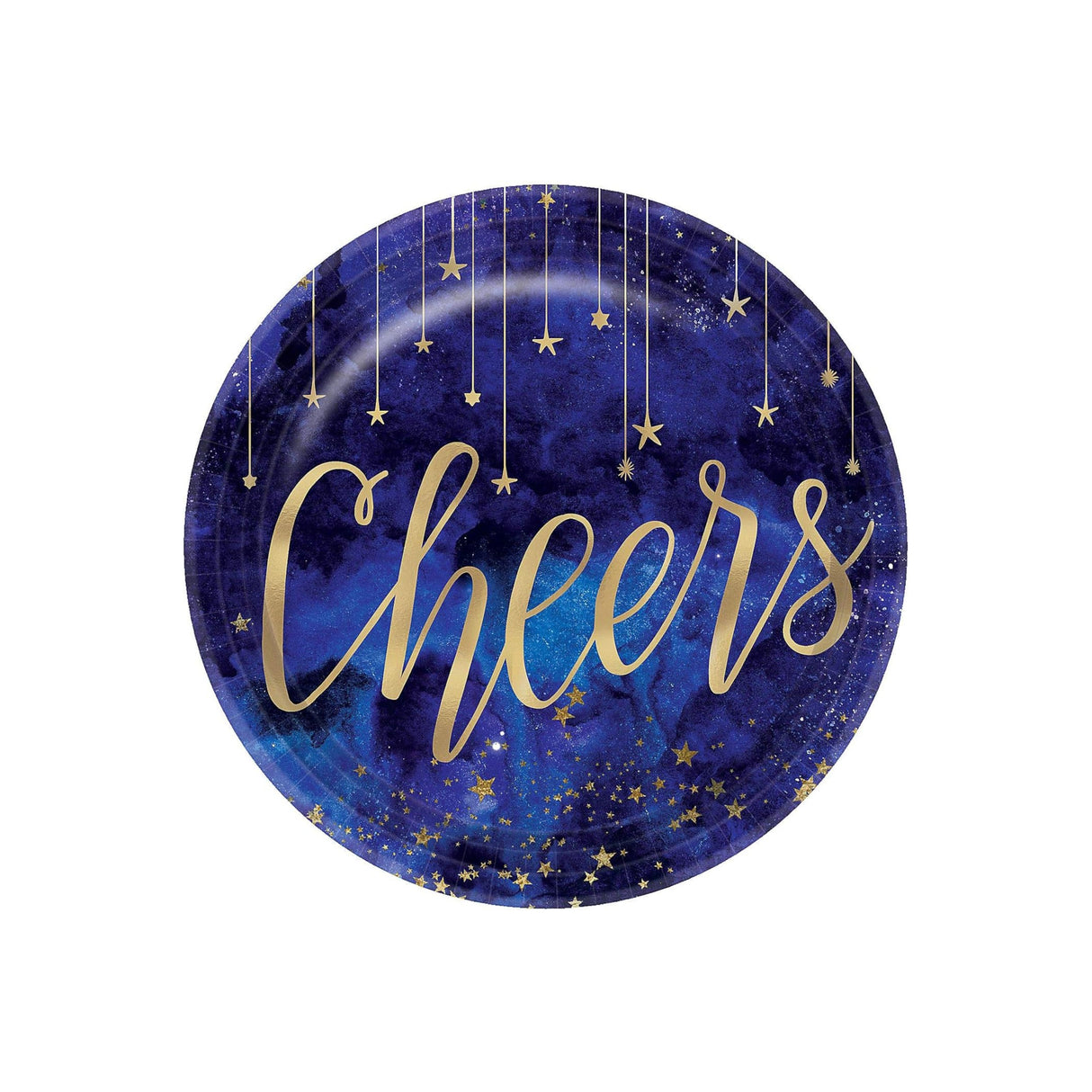 Happy New Year Midnight 8 Metallic Paper Plates 18cm