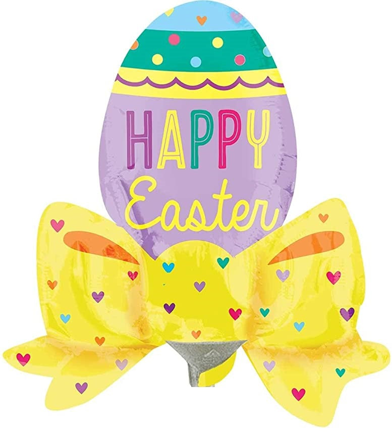 Happy Easter Egg with Bow Foil Balloon x5pcs