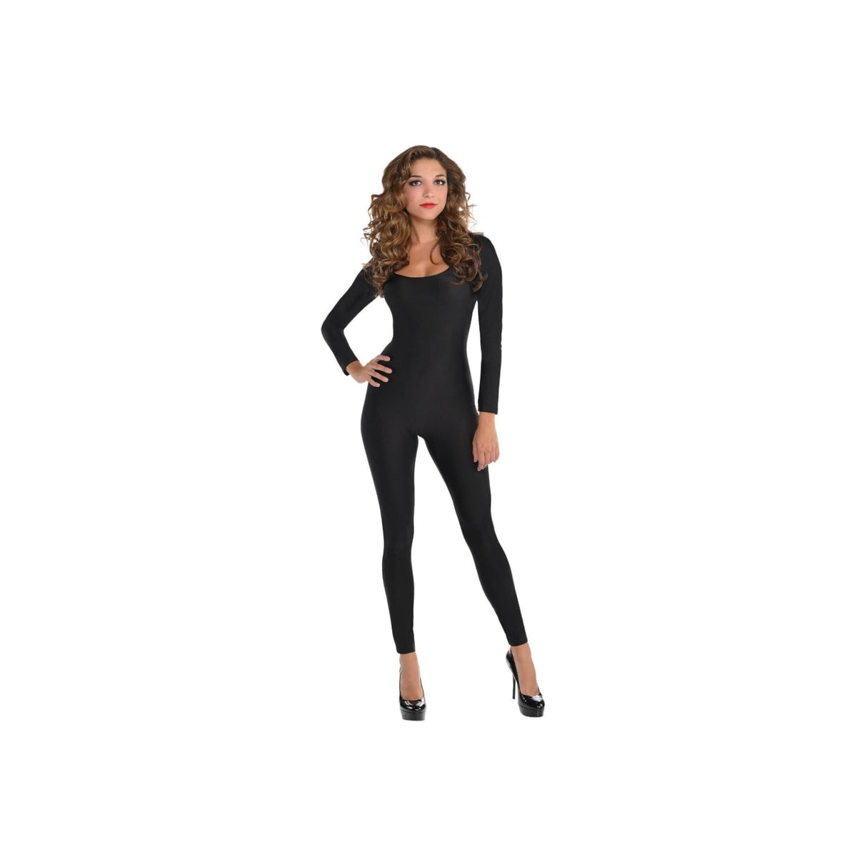 Adult Catsuit Black Jumpsuit Ladies Fancy Dress Costume Outfit