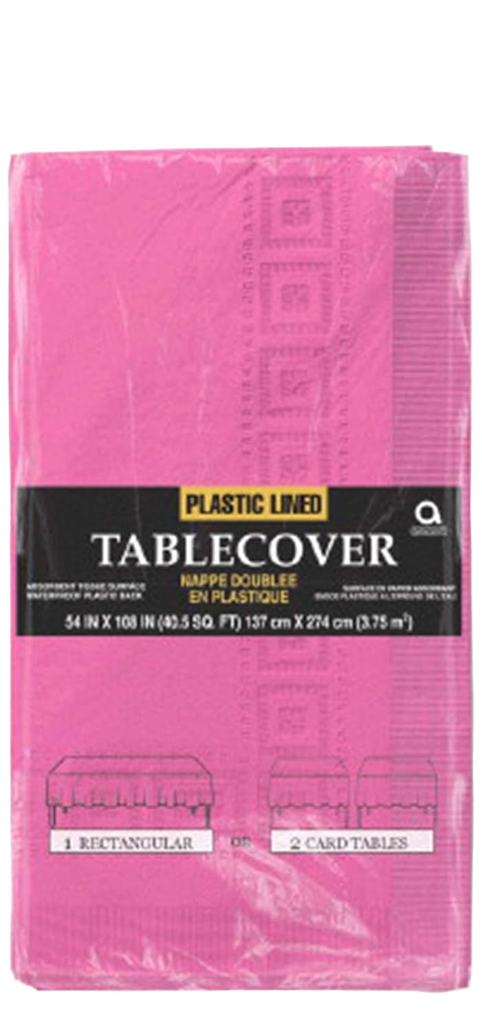 Rectangular Pink Plastic Table Cover 54in x 108in (137cmx274cm)