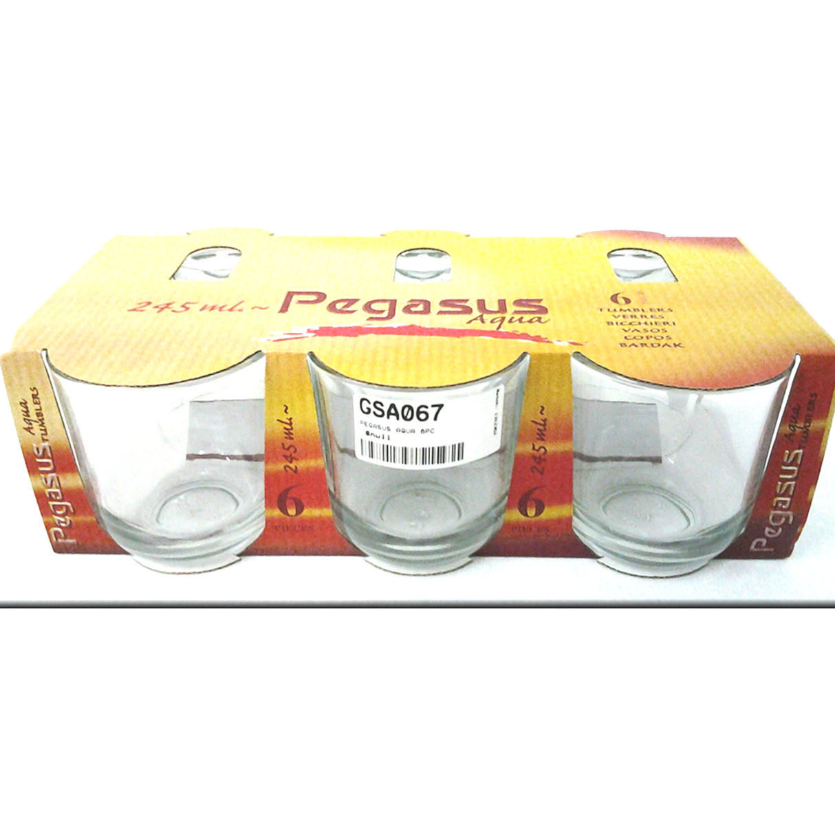 PEGASUS AQUA 245ml Glass 6 Pieces Set