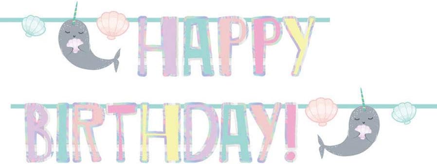 Narwal Birthday Party Letter Banner 2.4m