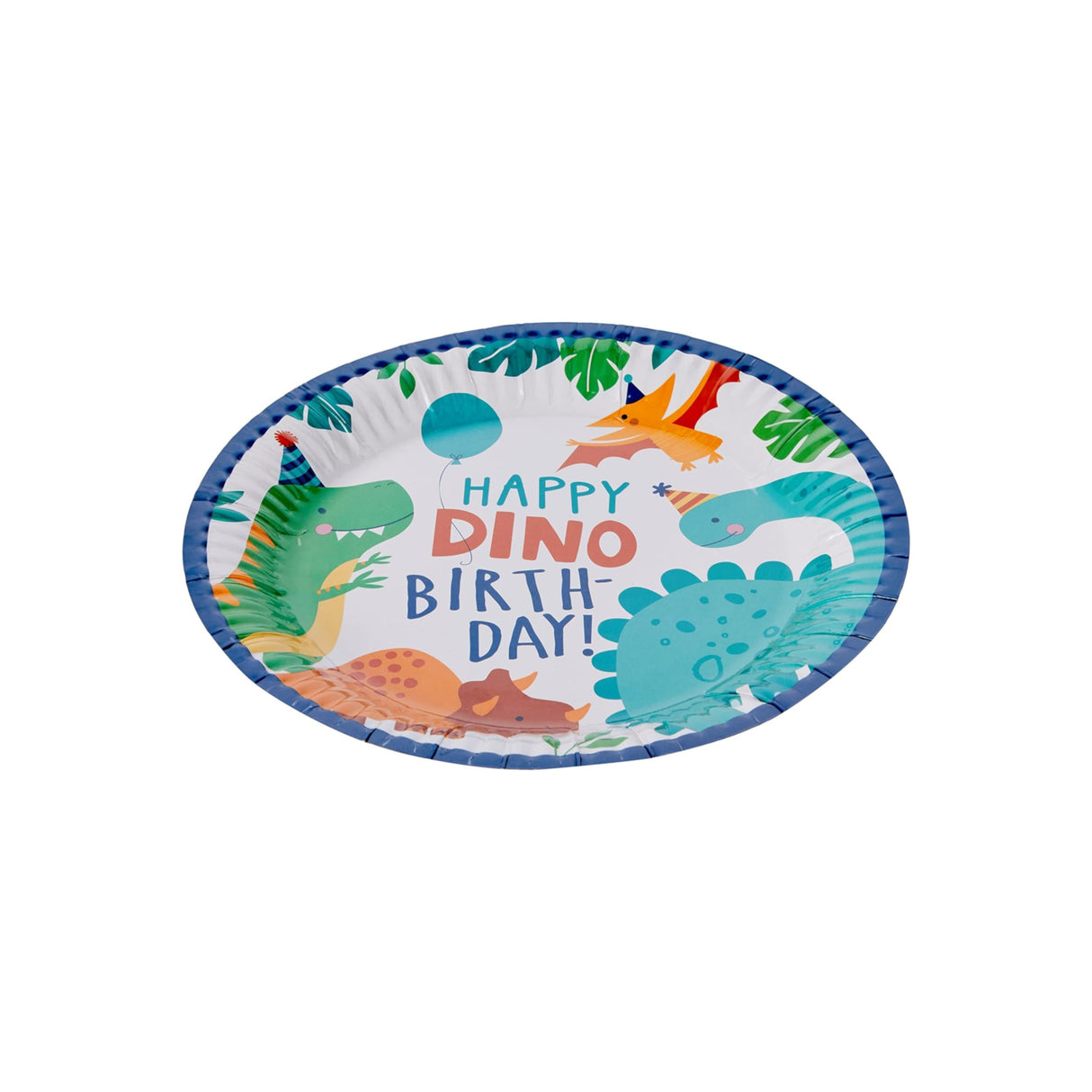 Happy Dino Birth-Day! Round Paper Plates 8 Pack
