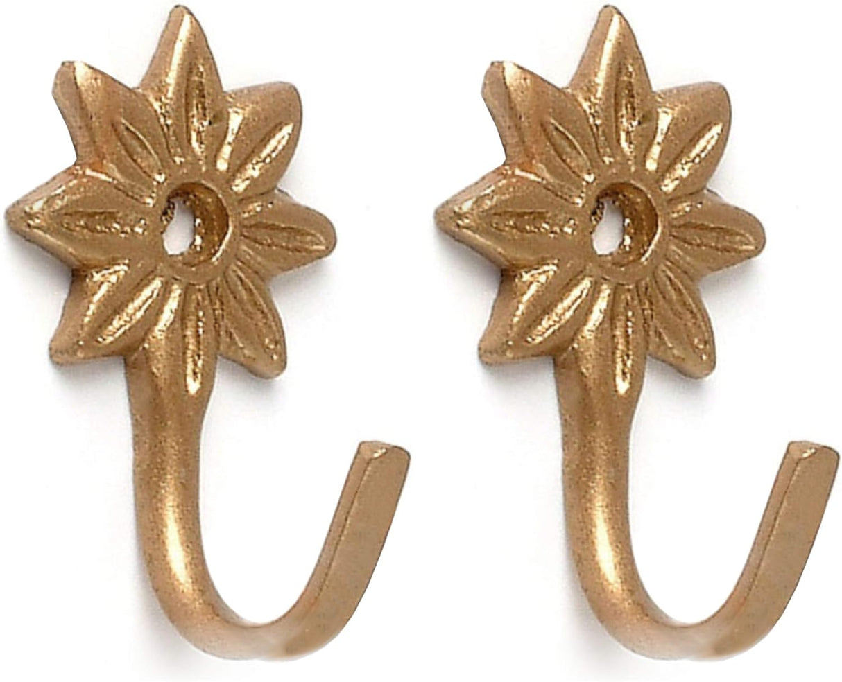 Small Daisy Tie Back Hook Antique Gold Effect Pack of 2
