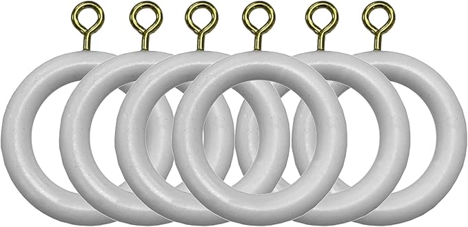 Plastic Curtain Rings White Pack of 6 to Fit 23mm Wooden Curtain Pole