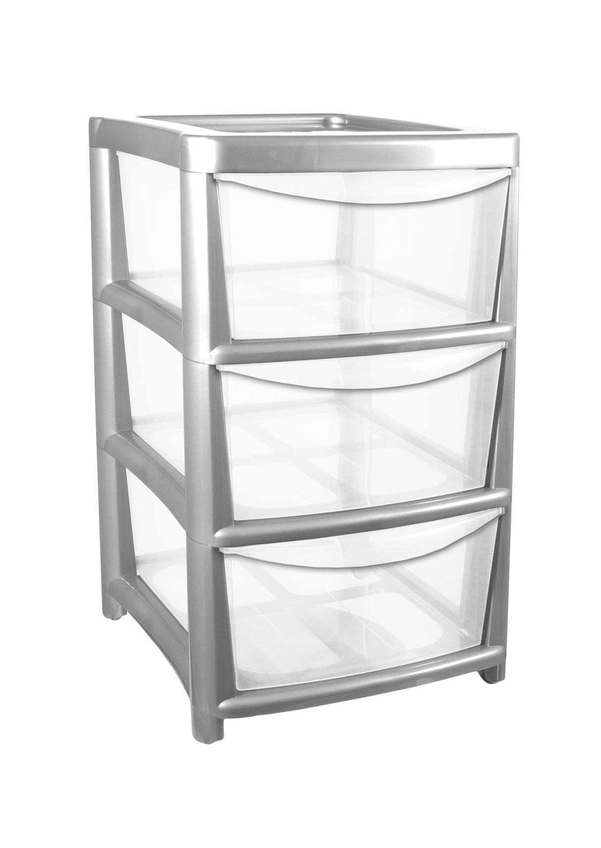 3-Drawer Tower Storage Unit - Available in Medium & Large Sizes, Silver & Black