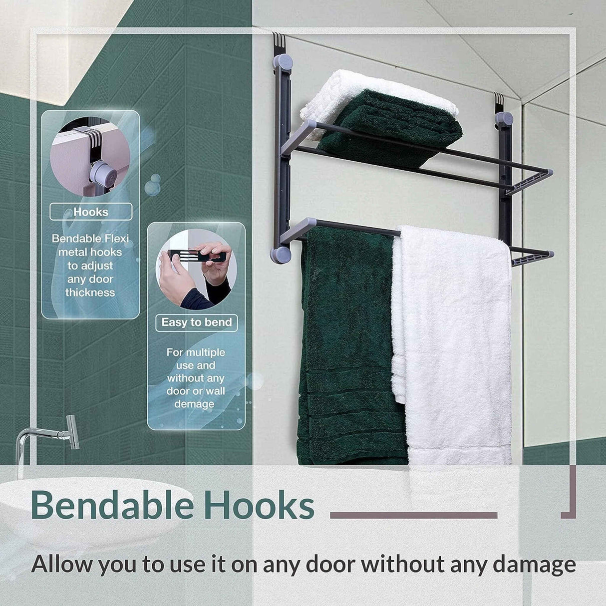 2 Tier Over The Door Bathroom Organiser Grey