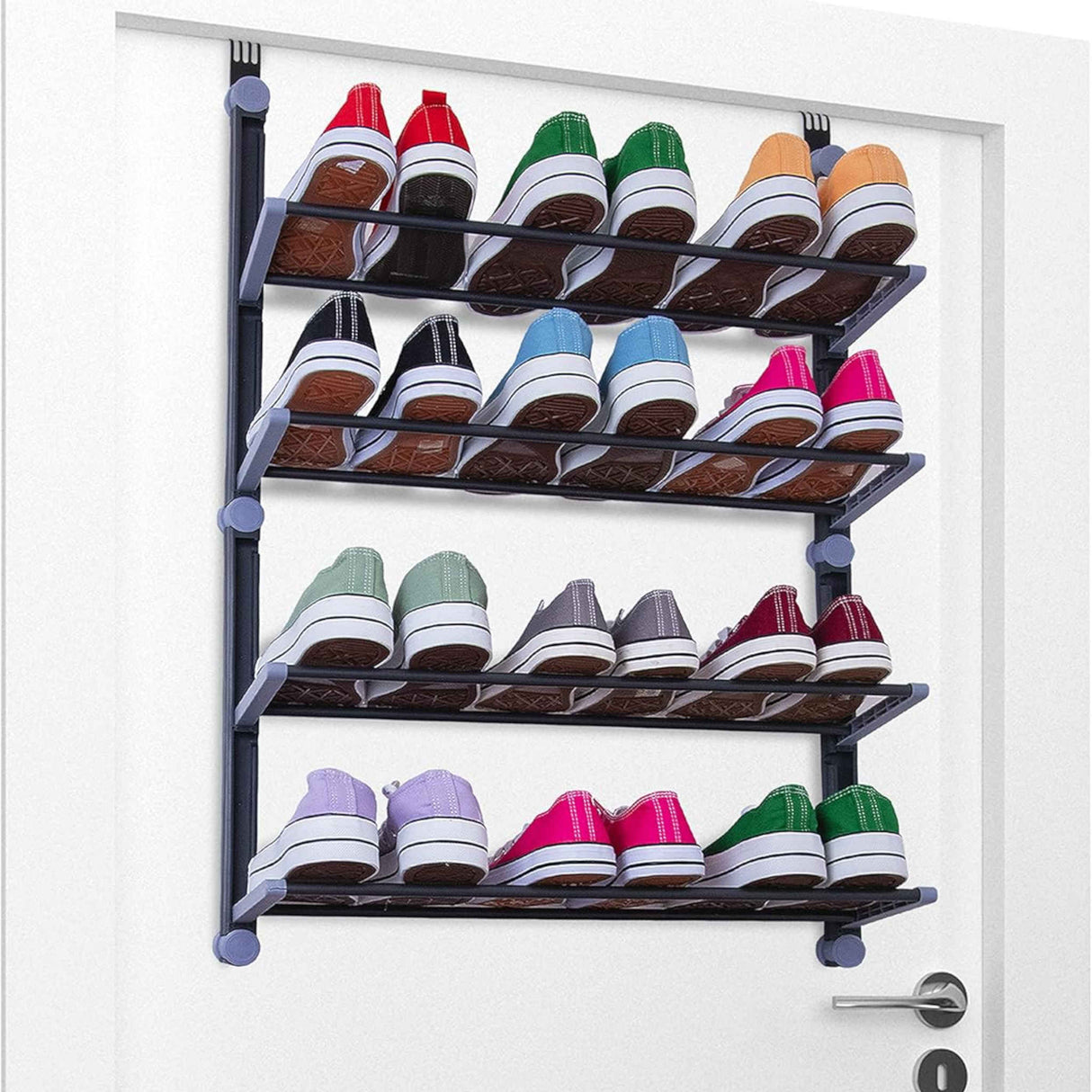 4 Tier Over The Door Shoe Organiser Grey