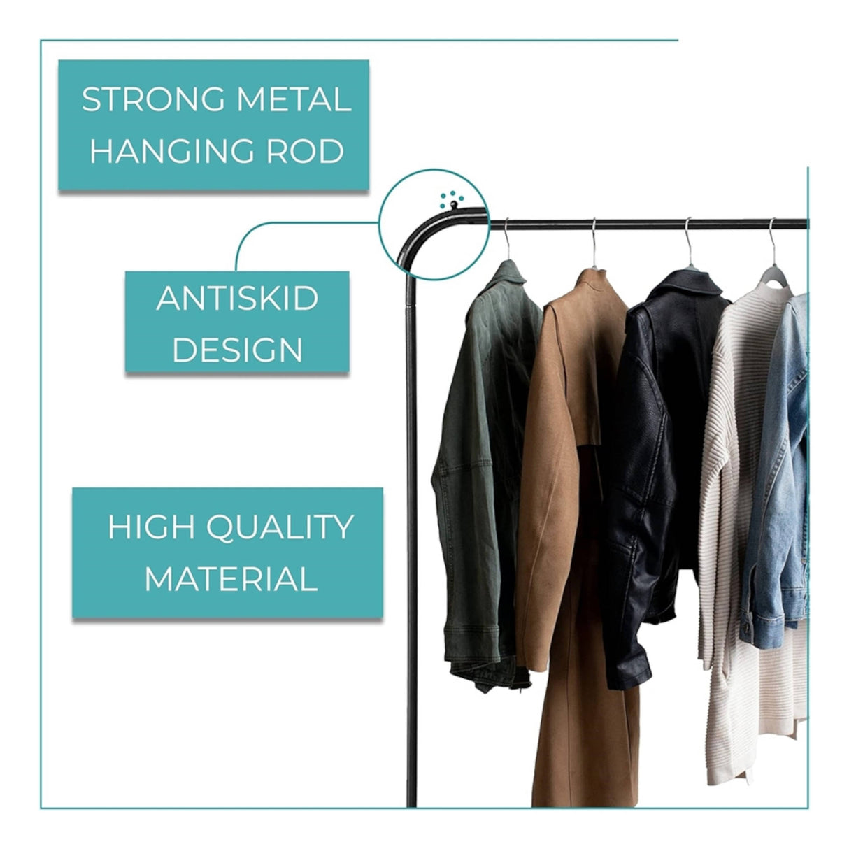 Heavy Duty 1 Tier Garment Rack Black