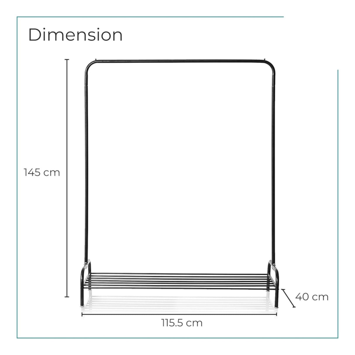 Heavy Duty 1 Tier Garment Rack Black