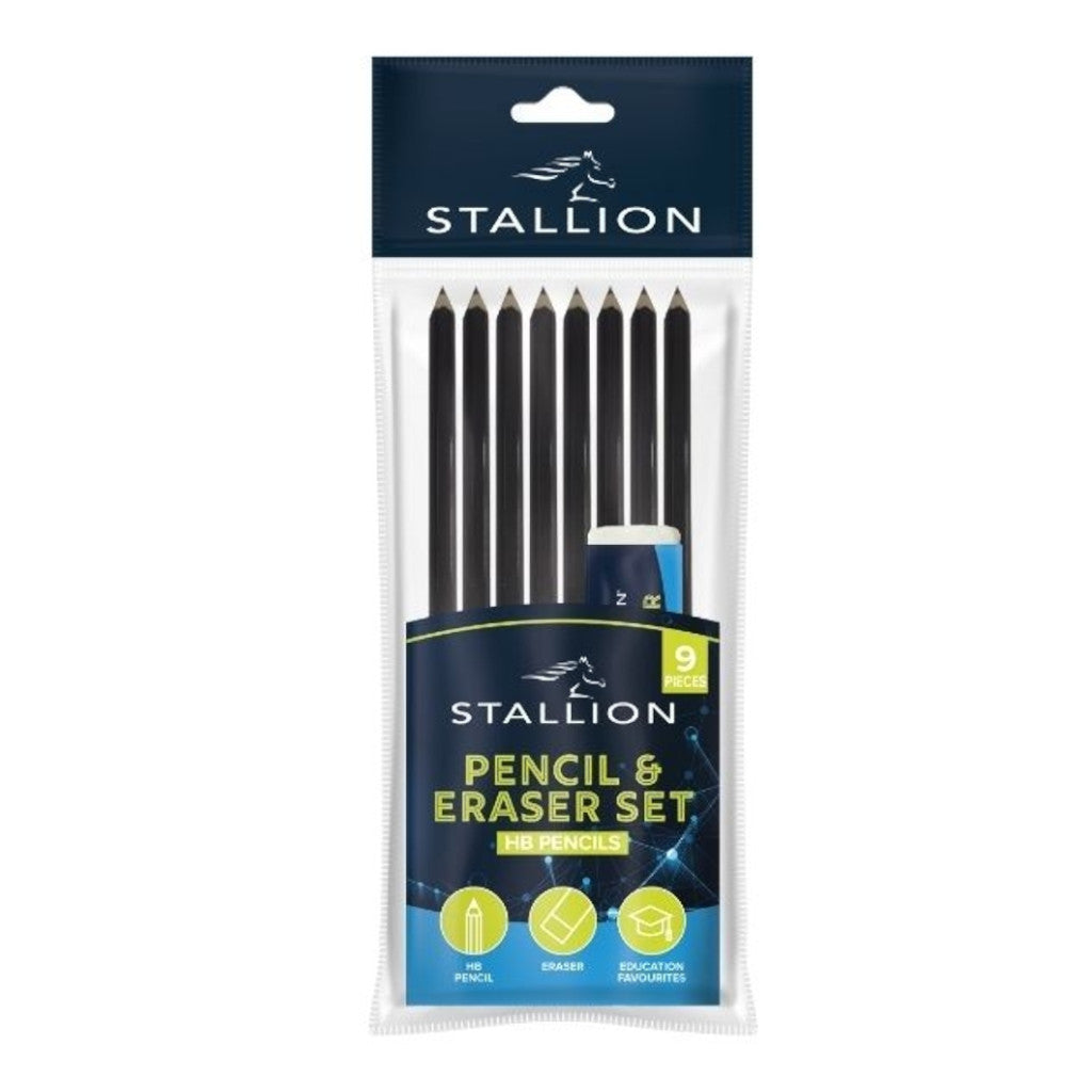HB Pencil & Eraser | 9 Piece Set