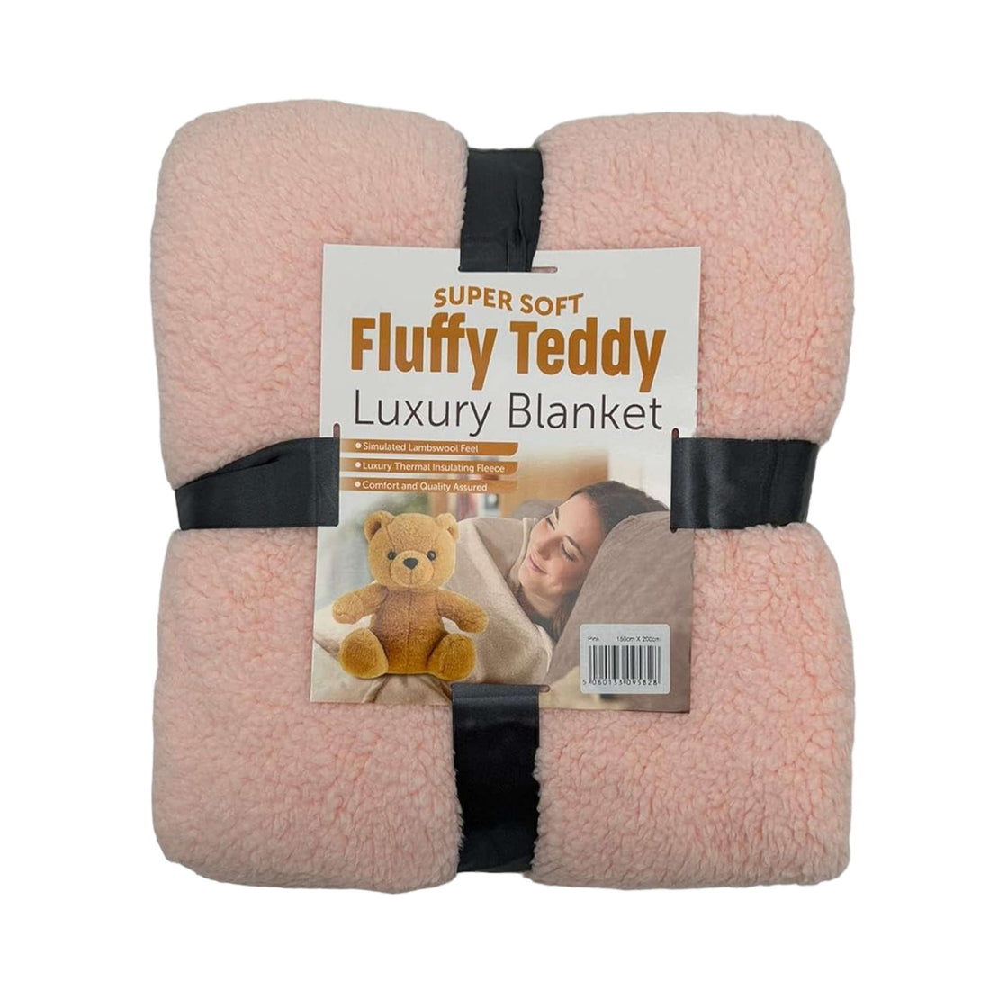 Super Soft Fluffy Teddy Luxury Blanket | 150x200cm | Pink