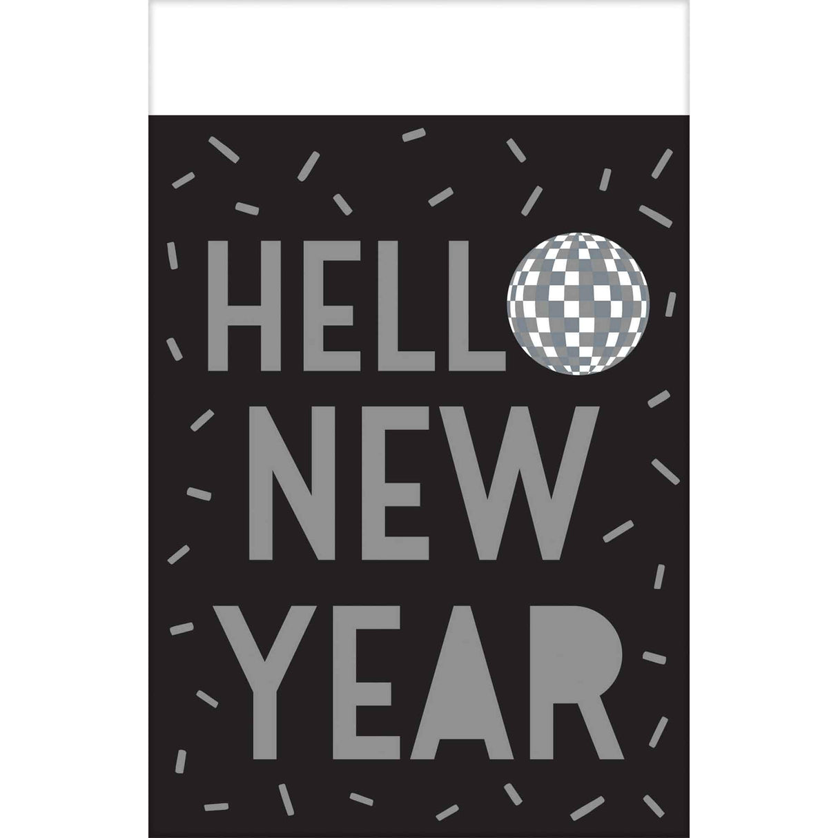 Disco Ball Hello New Year 1 Plastic Tablecover 1.37m x 2.59m