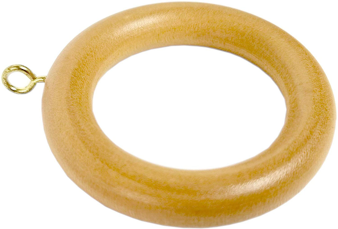 Wooden Curtain Rings Fits 35mm Diameter Pole Pack of 6 Beech Effect