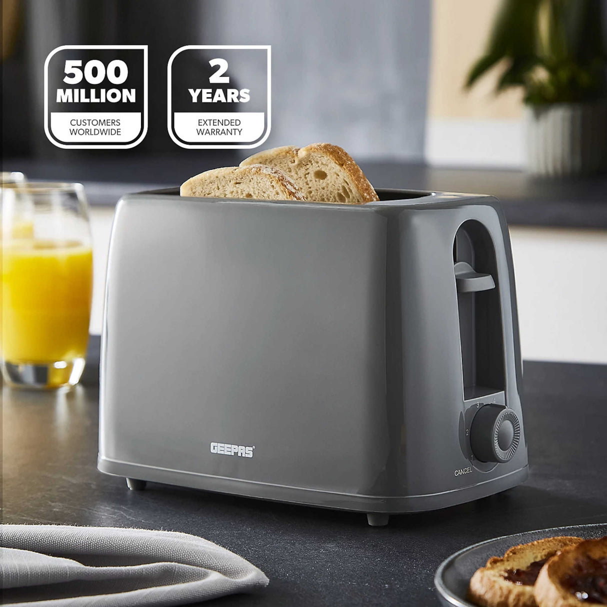 Bread Toaster 2Slice GR .65kW