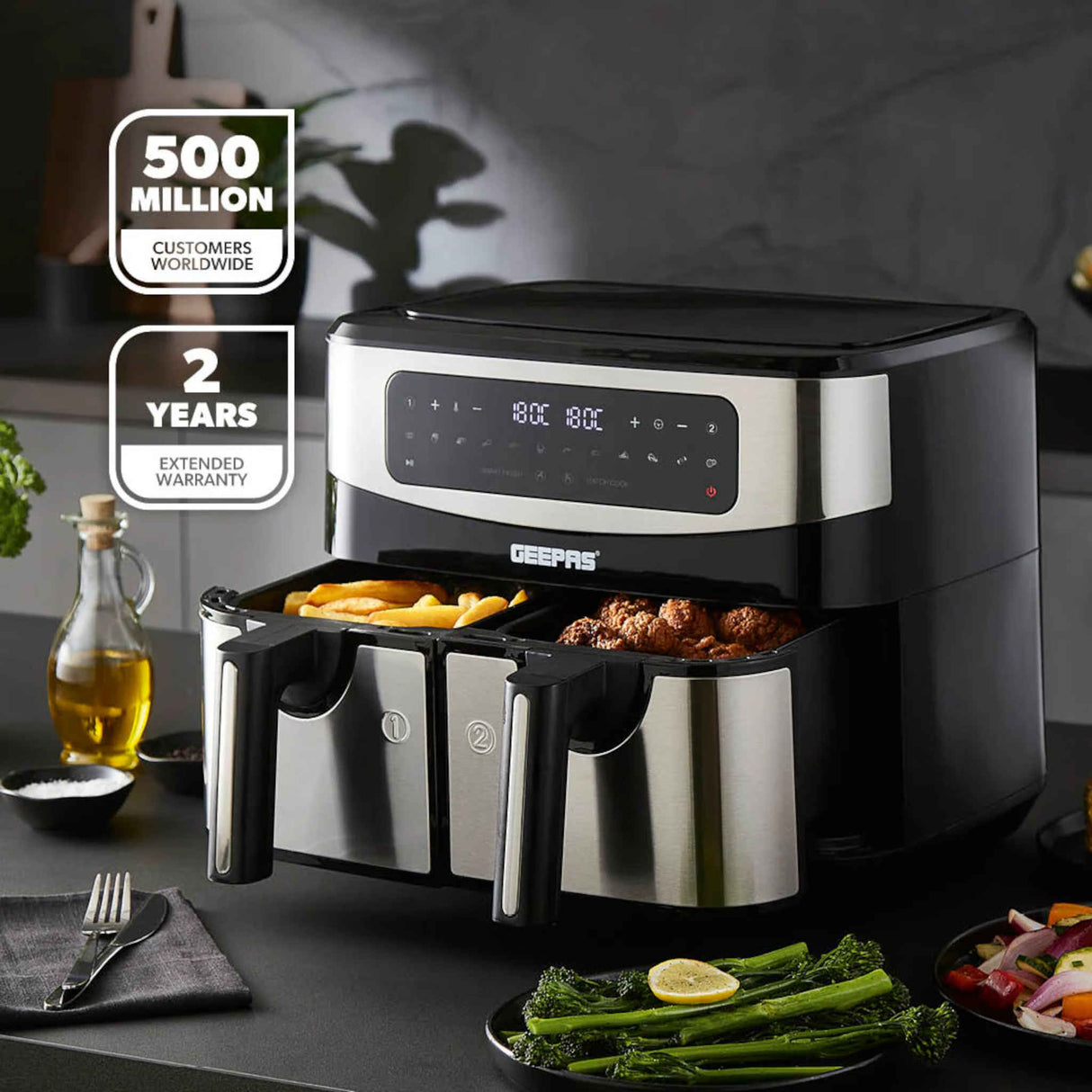 Air Fryer Vortex 2Basket 10Preset 9L