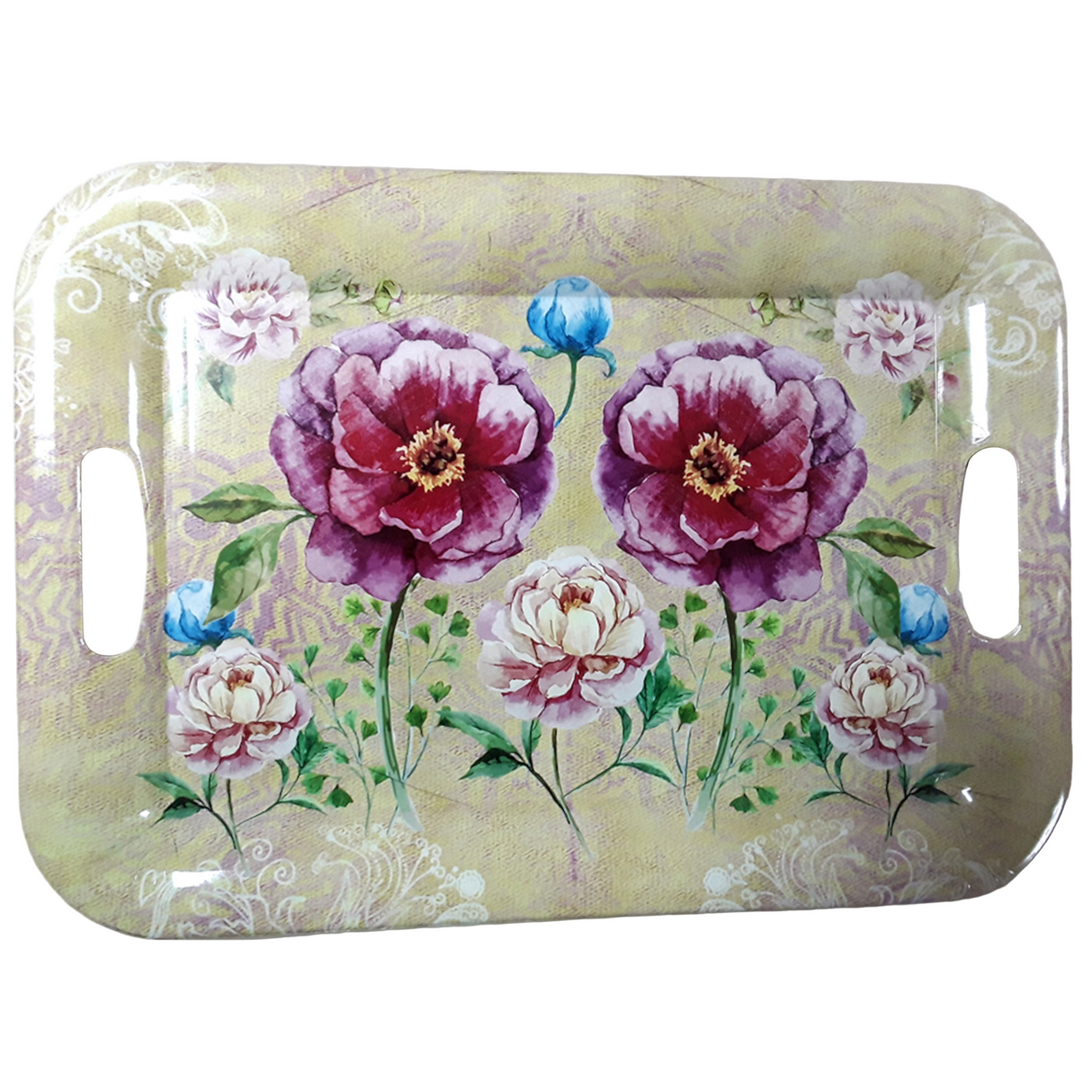 Floral Plastic Tray 46X32cm