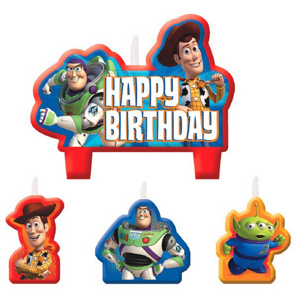 Toy Story Power Up Birthday Party Molded Character Candle Decoration Set (4 Pack), 4.8&quot; x 7&quot;