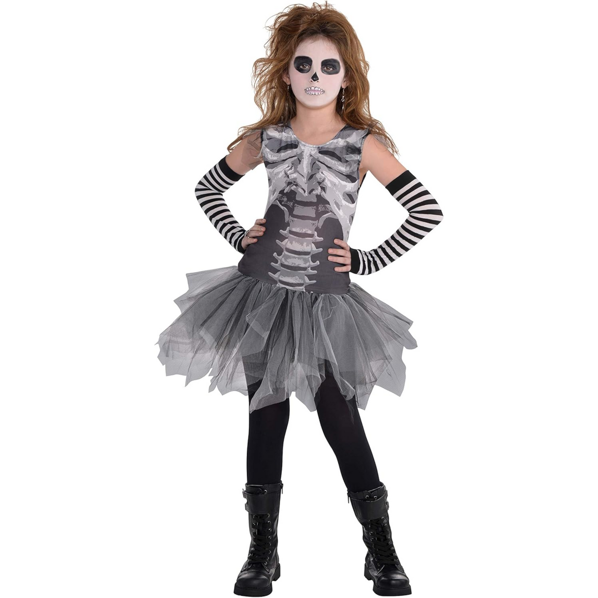 Black & Bone Petticoat Dress Skeleton Costume 8 - 10 Years