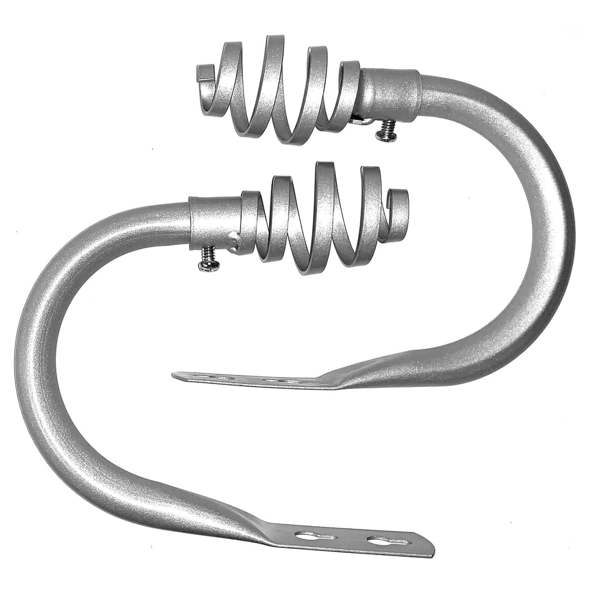 Jasmine Waldorf Pair of Metal Spring End Design U-Shaped Lightweight Holdback Silver