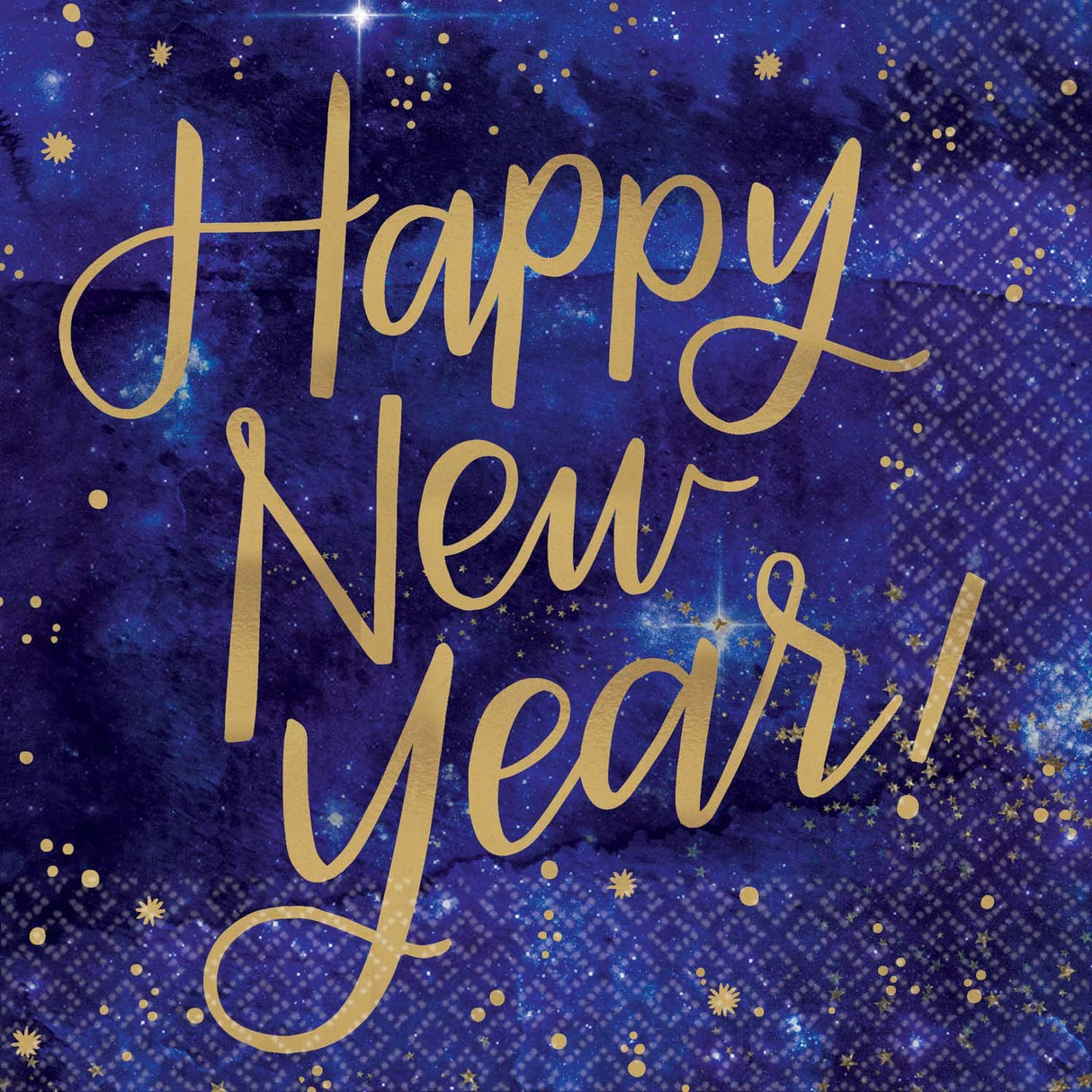 Happy New Year Midnight 16 Beverage Napkins 25cm