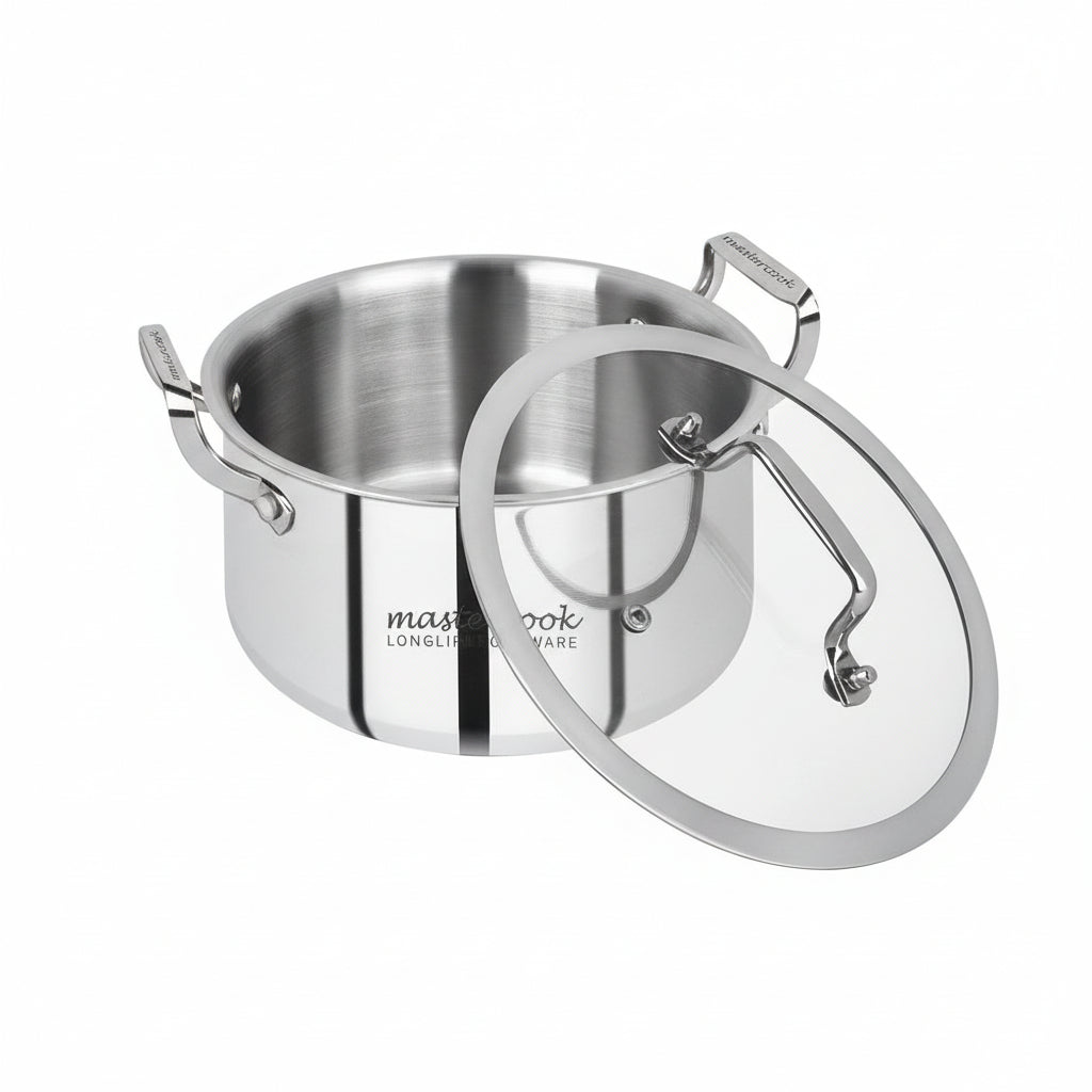 Mastercook 22cm Stainless Steel Casserole with Glass Lid