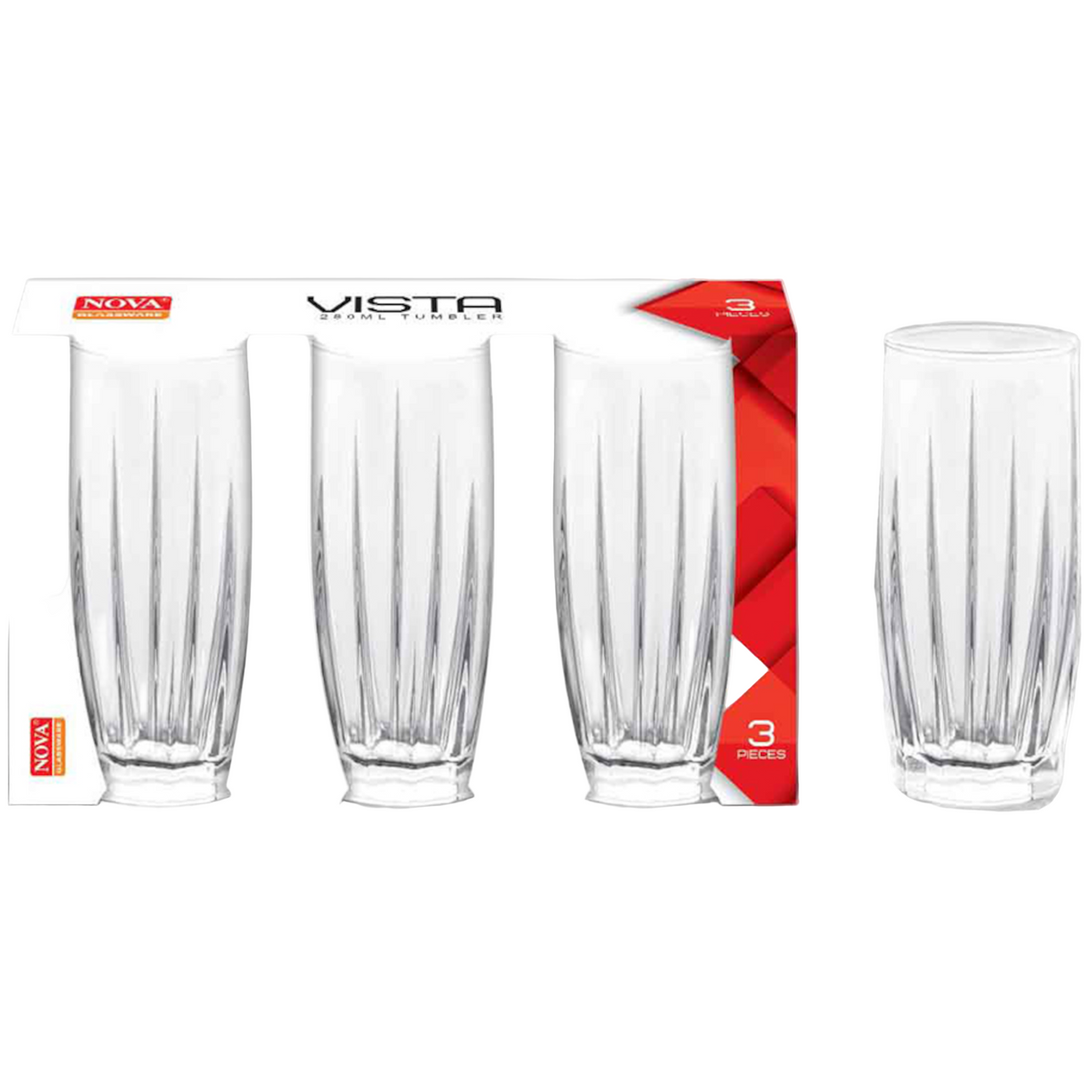 Vista Large 3 Pieces Glass Set 280ml