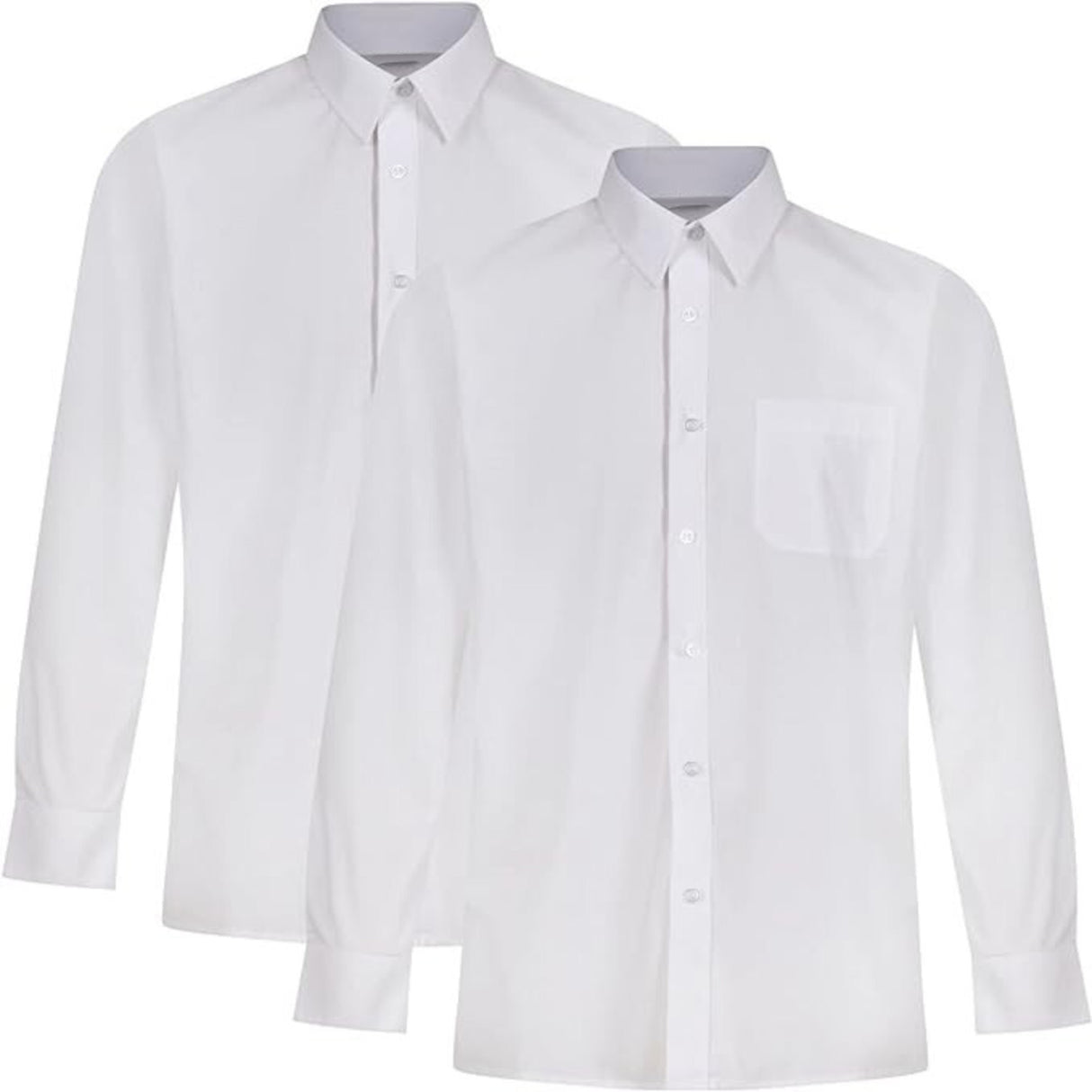 Boys Long Sleeve School Shirt White 2pk