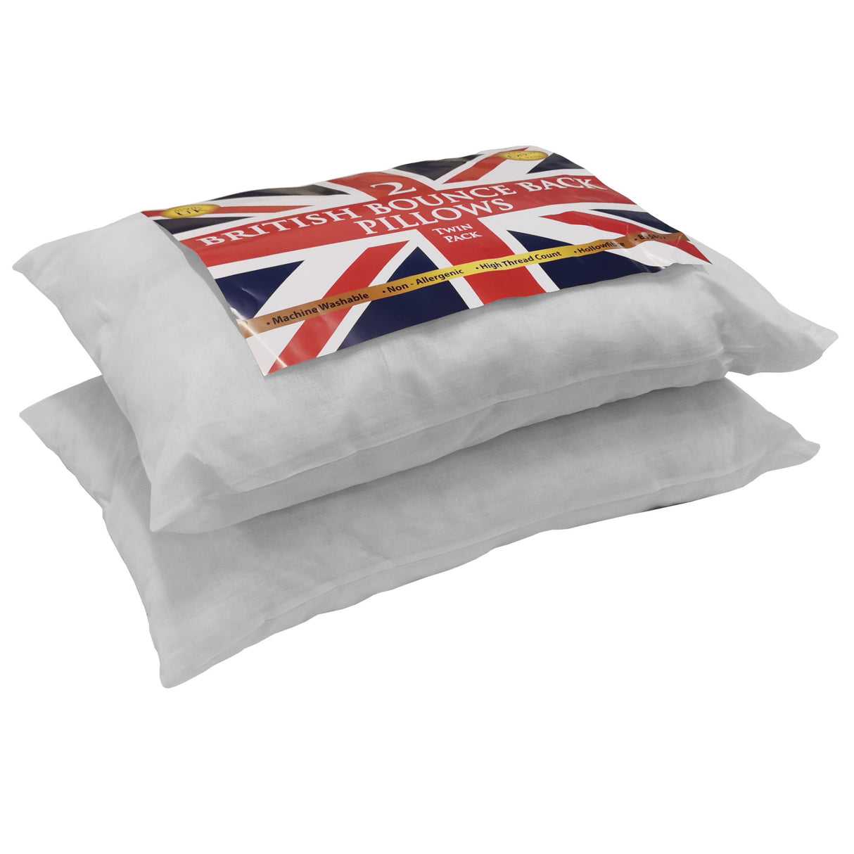 Union Jack Bounce Back Pillows - Twin Pack for Ultimate Comfort & Support