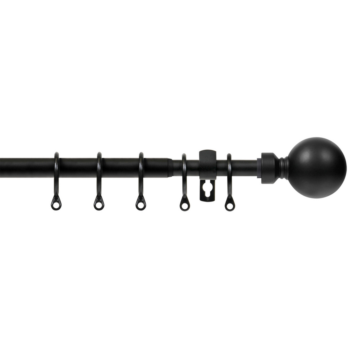 Extendable Metal Curtain Pole Set Matt Black 16mm Ball End