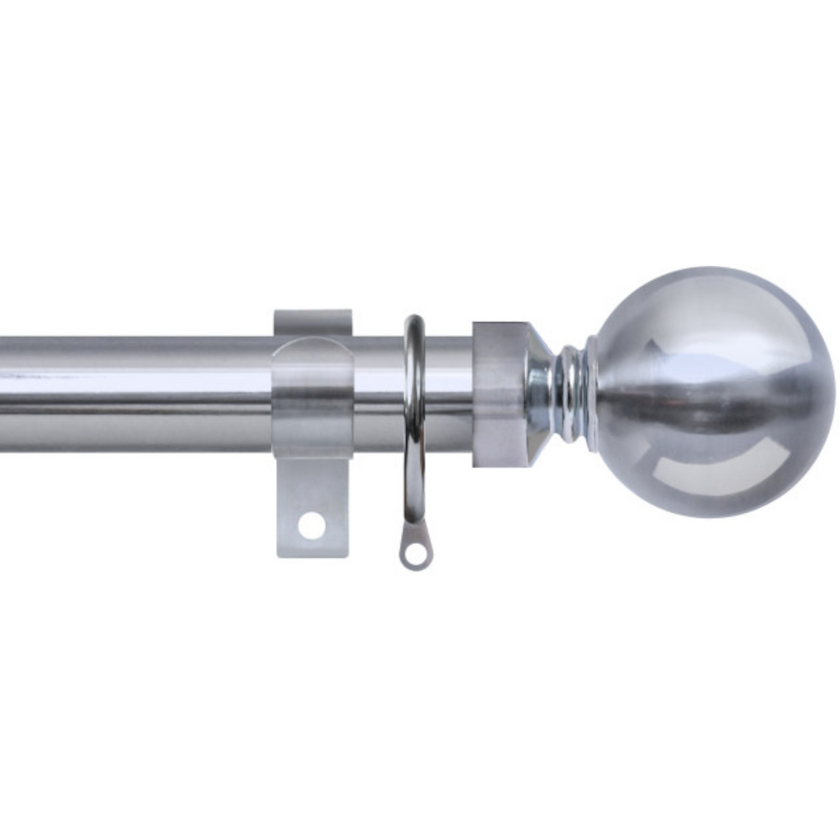 Extendable Metal Curtain Pole Set Polished Silver 28mm Ball End