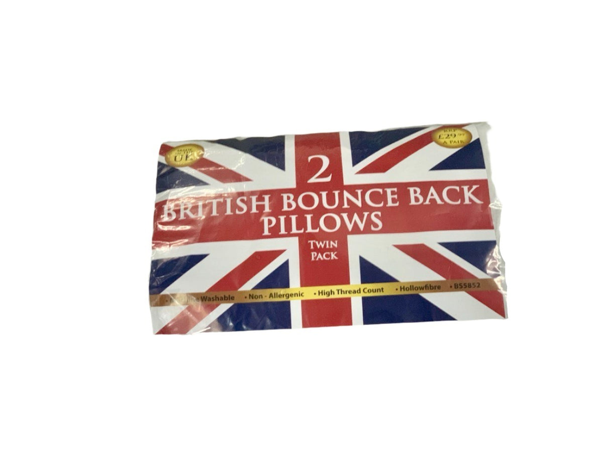 Union Jack Bounce Back Pillows - Twin Pack for Ultimate Comfort & Support