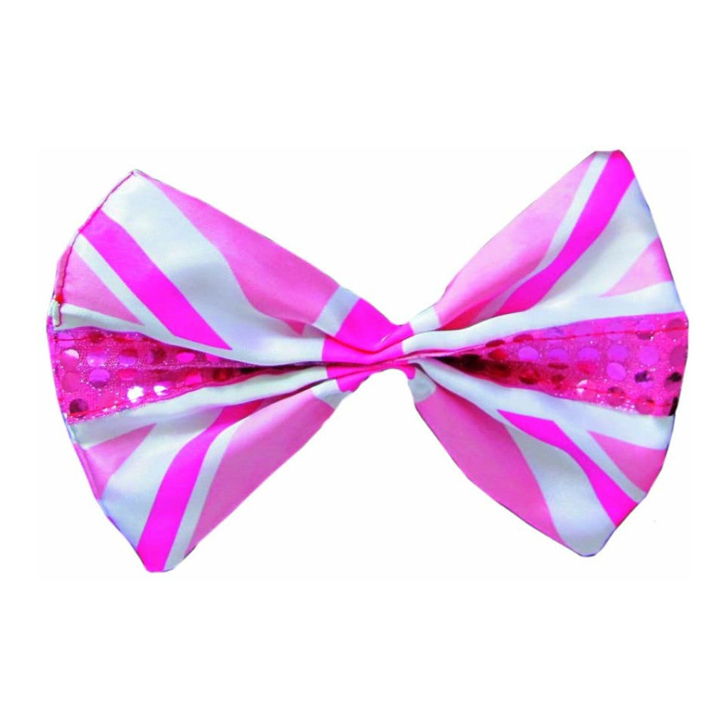Union Jack Bow Tie Pink Adult Size