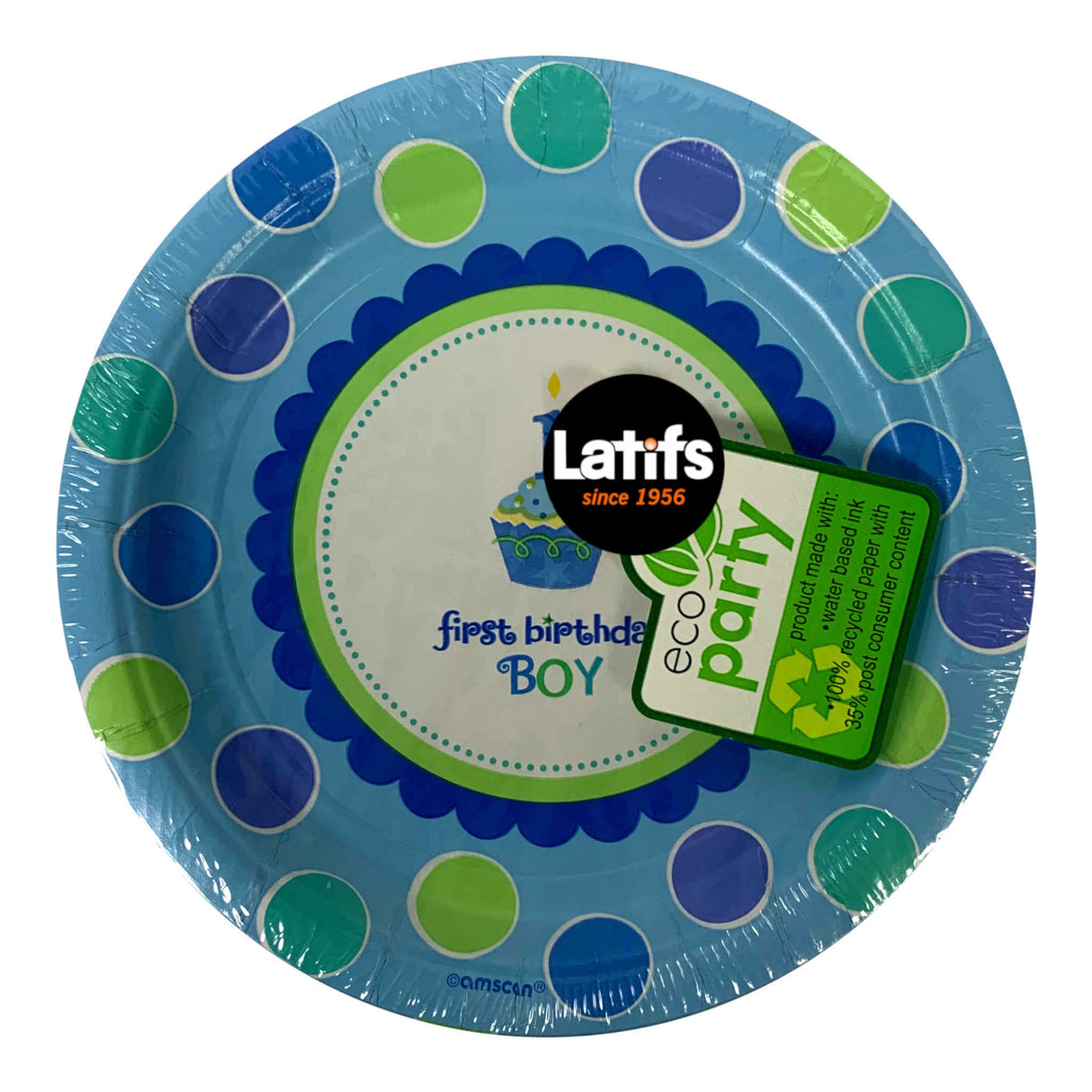 Cupcake Plate First Birthday Boy | 7 inch | 8 Pack